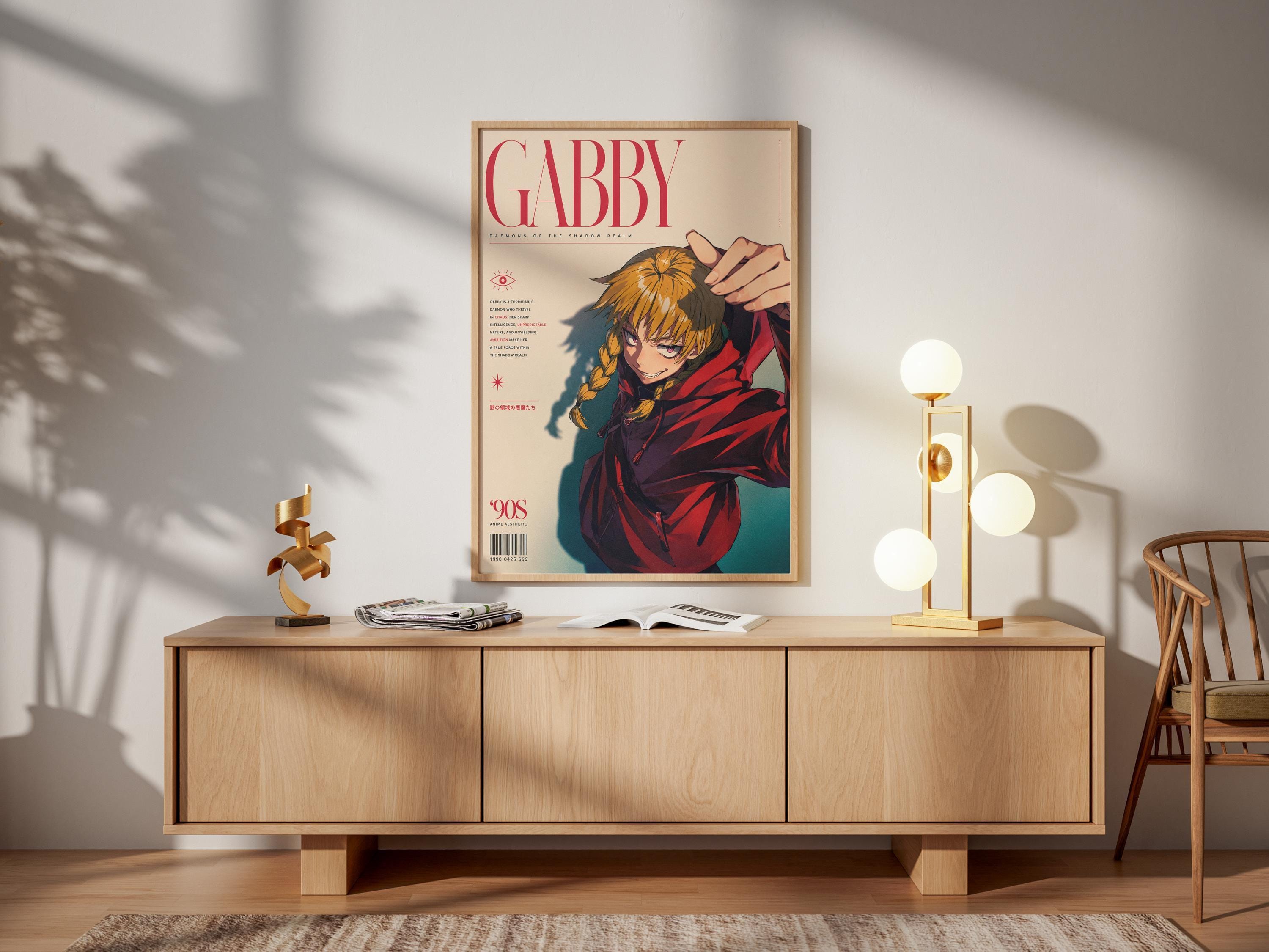 Póster de anime de Gabby Daemons, ilustración de varita mágica y espada (varios tamaños)