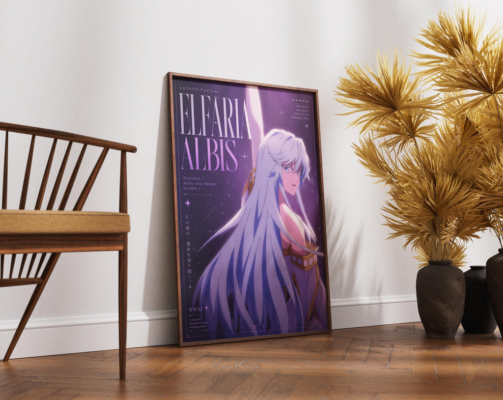 Fantasy Poster Matte - Elfaria Albis Wand and Sword Anime Wall Art Print