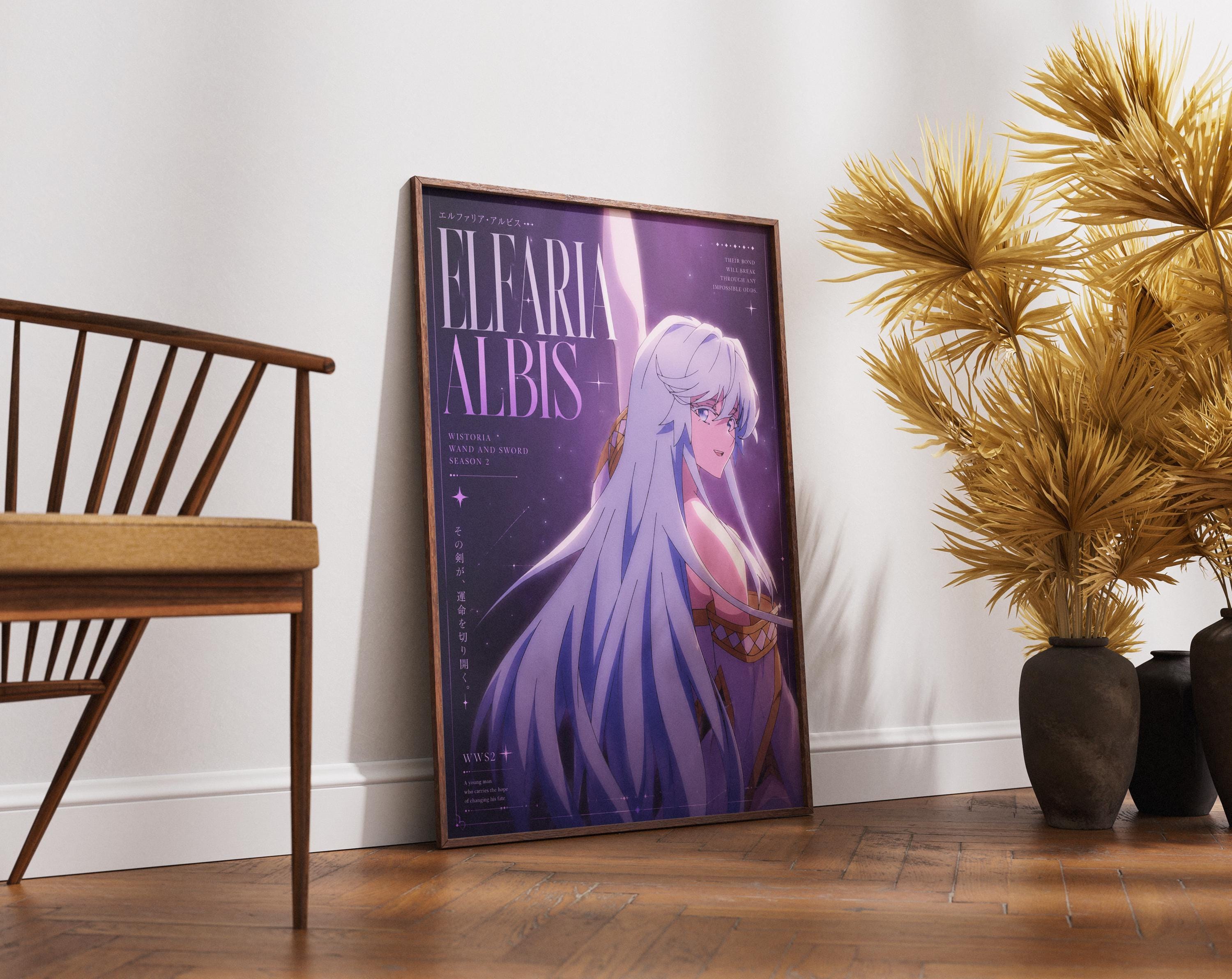 Fantasy Poster Matte - Elfaria Albis Wand and Sword Anime Wall Art Print