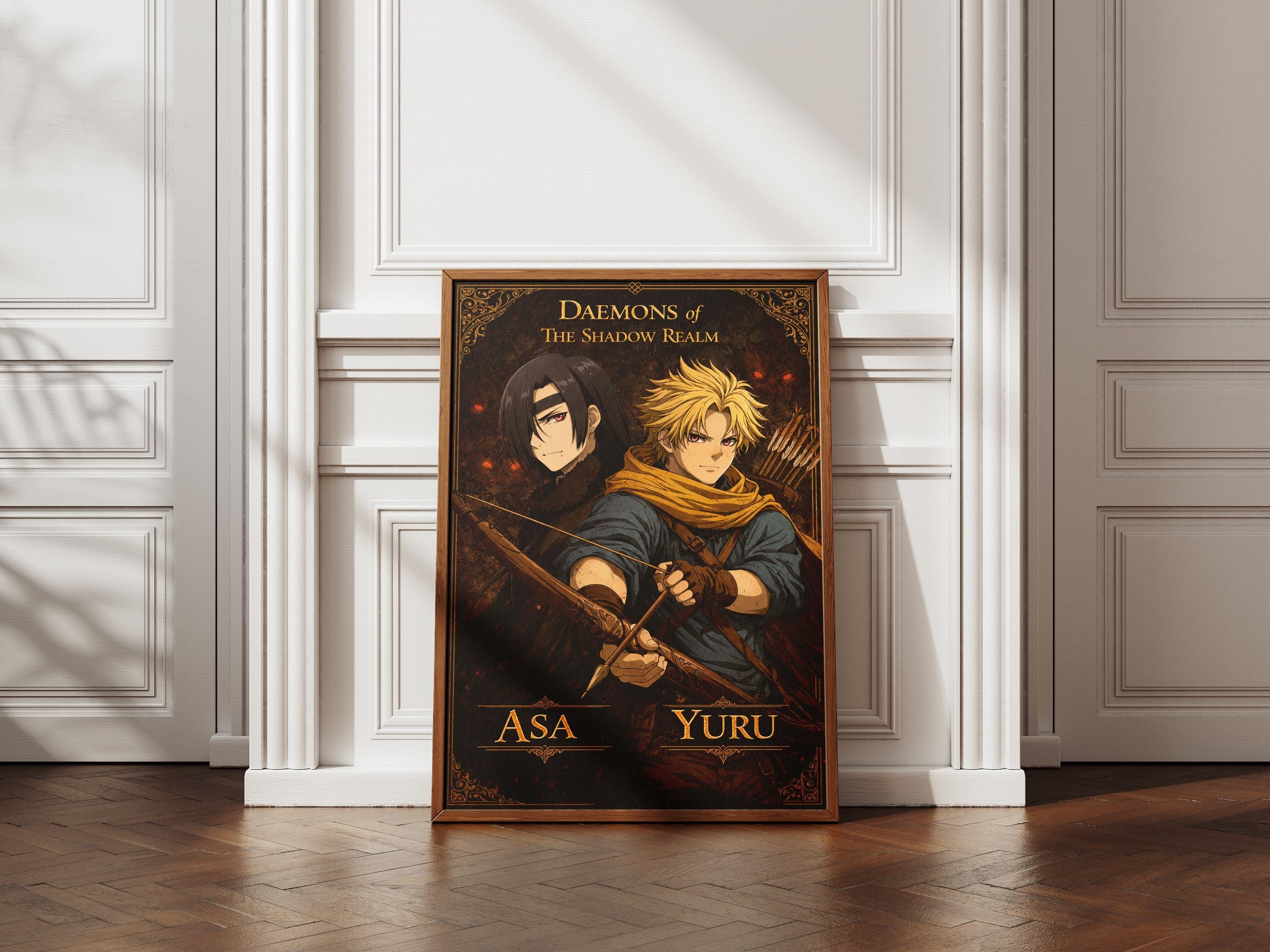 Póster del anime Yuru Asa, Yomi no Tsugai Twins (Arte del reino de las sombras)