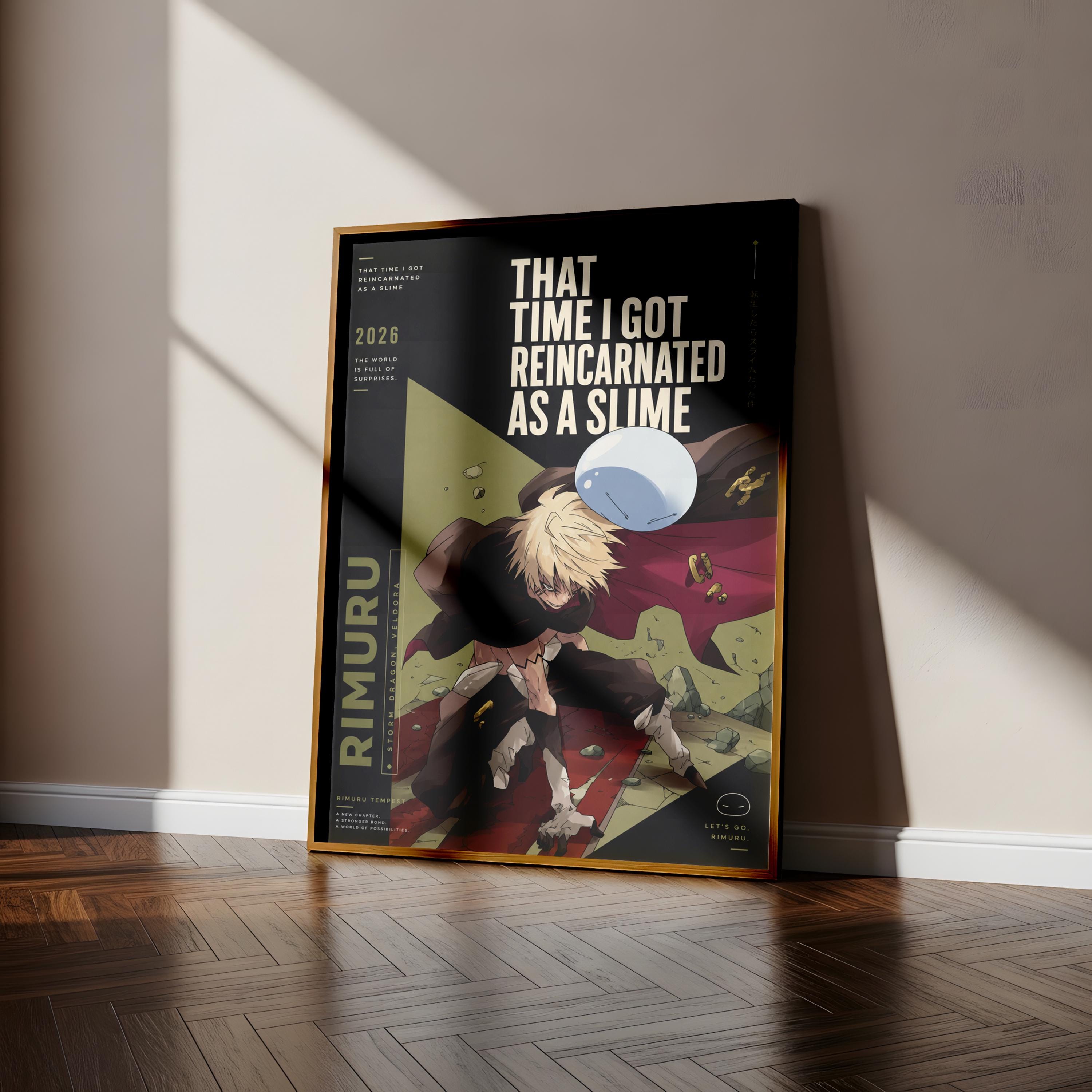 The image is a poster featuring an anime character with a large, white, round object in the background. The poster has a black background with text and an illustration of the character.