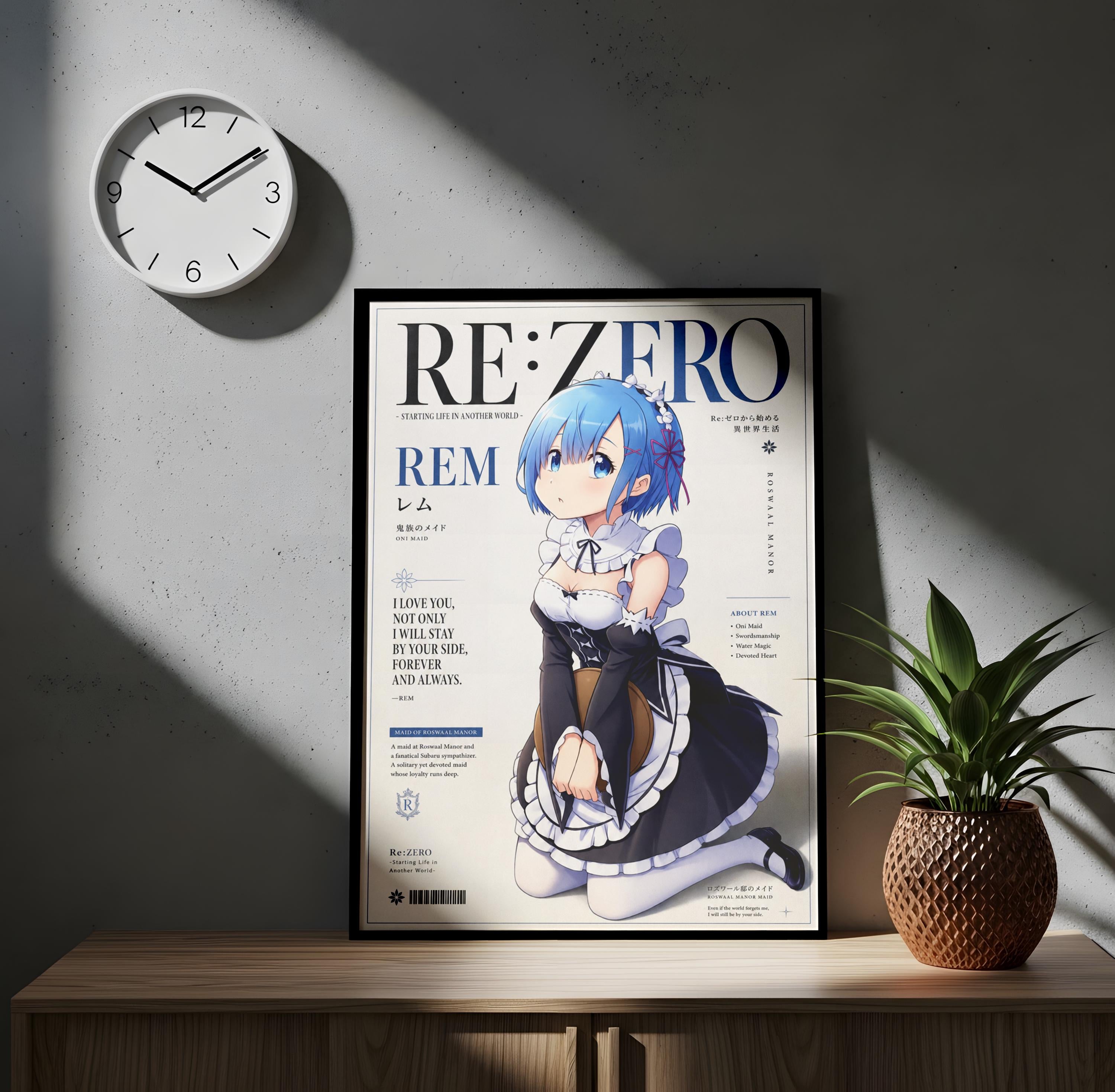 Póster de Rem - Re:Zero: Una vida en otro mundo - Lámina decorativa para pared