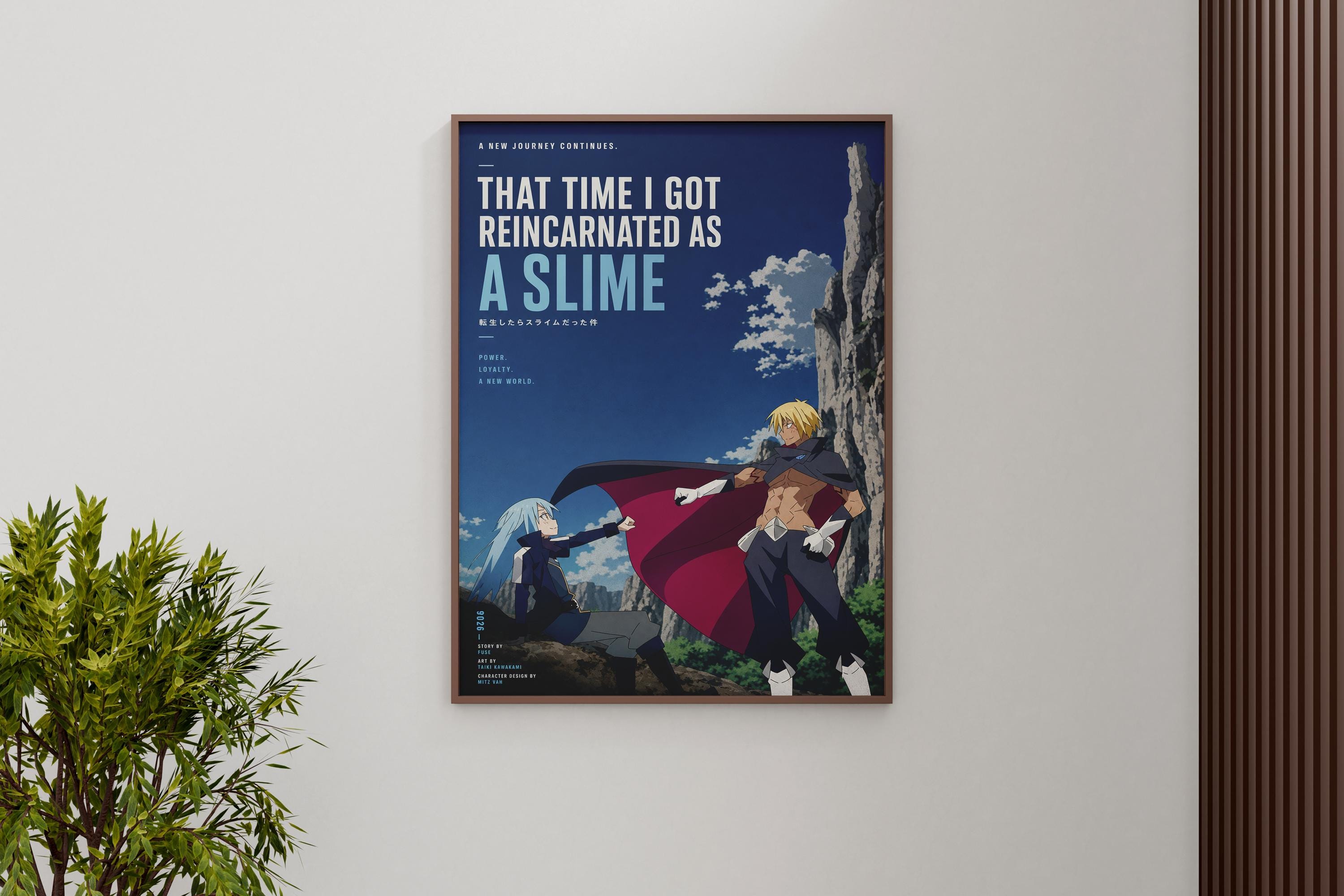 The image is a poster featuring an anime-style illustration of two characters, one with a cape and the other with a mask, set against a backdrop of a mountainous landscape.