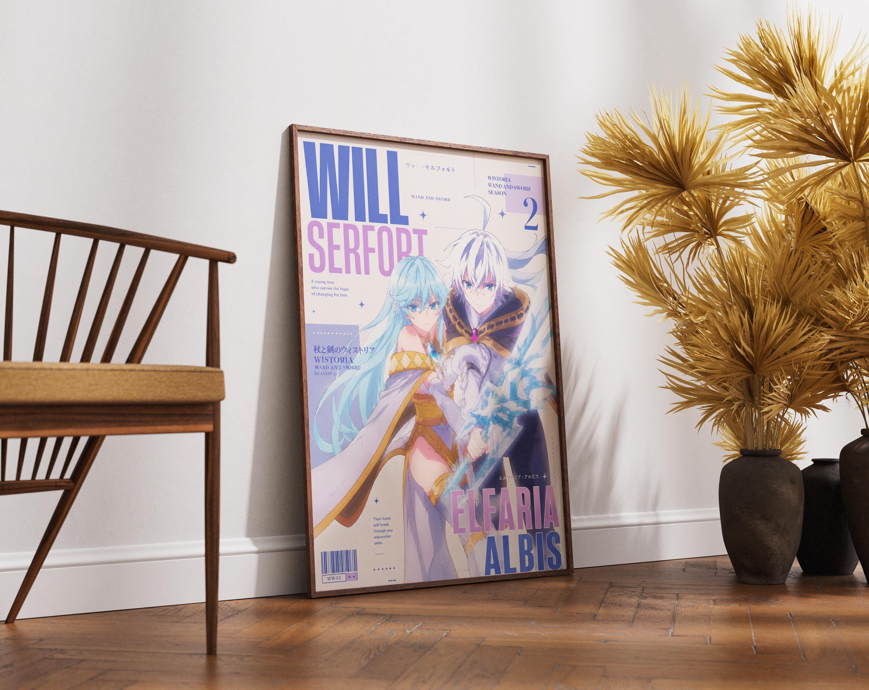Wistoria Anime Art Print - Elfaria Albis & Will Serfort Magic Wand Poster With Sword Design