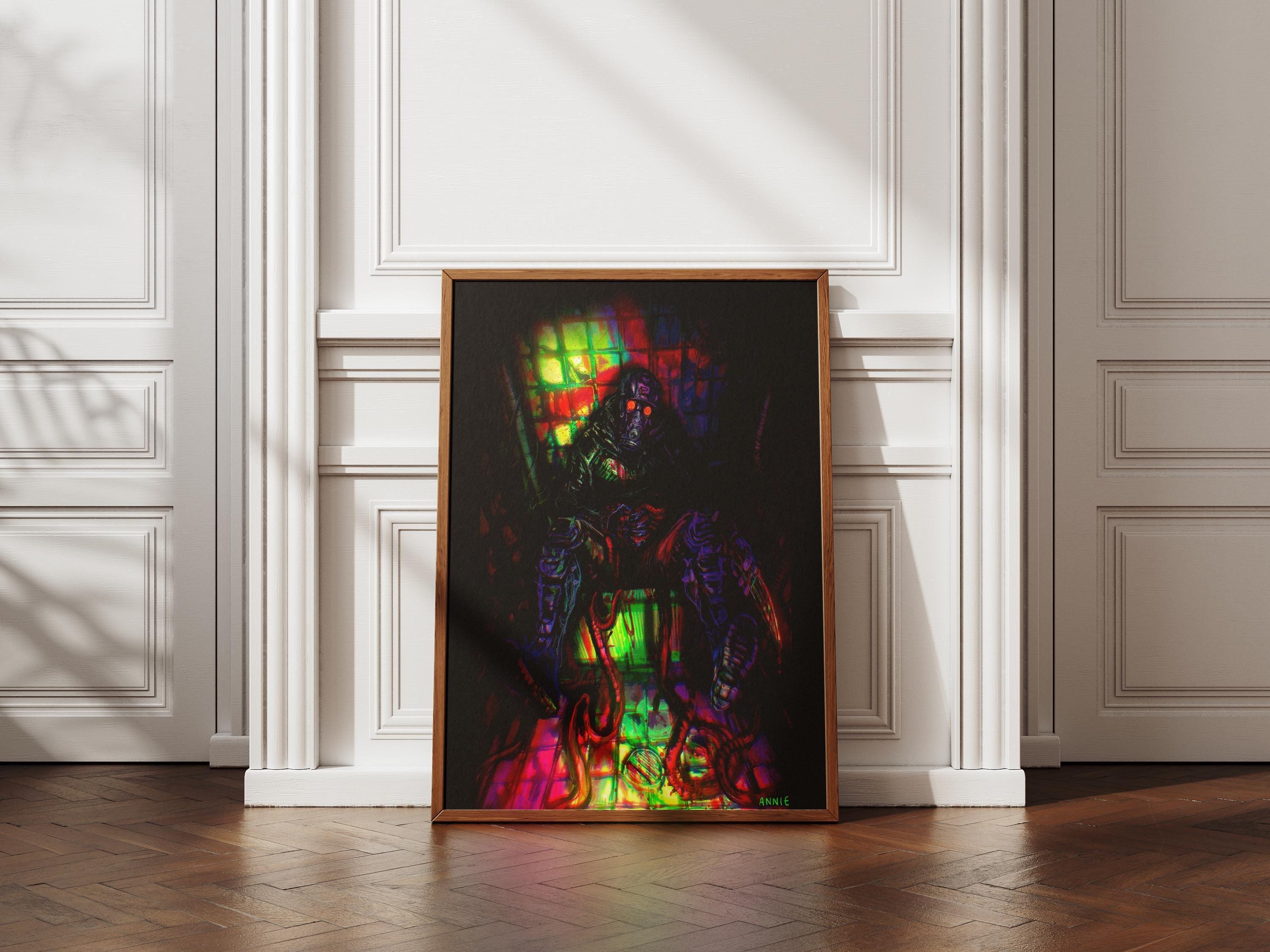 Dorohedoro Poster – Neon Cyberpunk Art Print | Gas Mask Anime Wall Art
