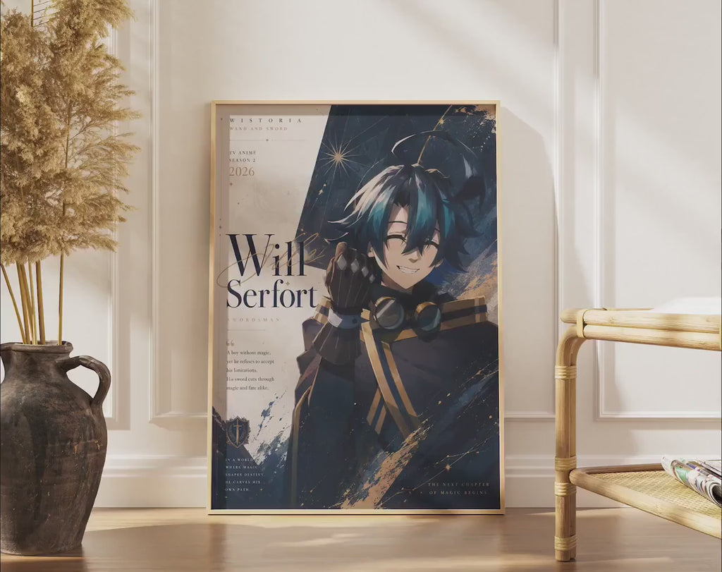 Wistoria Anime Poster – Will Serfort Wand and Sword Print | Fantasy Wall Art